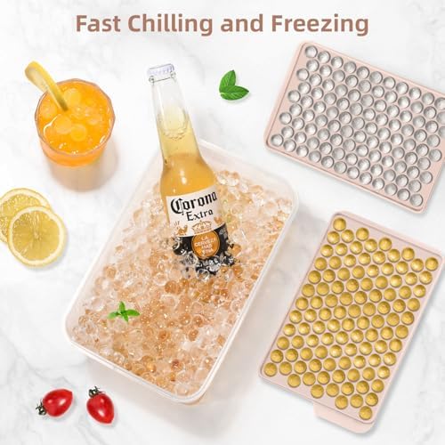 WIBIMEN Mini Ice Cube Trays, 0.55” Tiny Pebble Ice for Iced Coffee & Cocktails, Fast Chill, Easy Twist Release, Stackable with Lid & Storage Bin (4 Pack, Pink) - Thumbnail 5