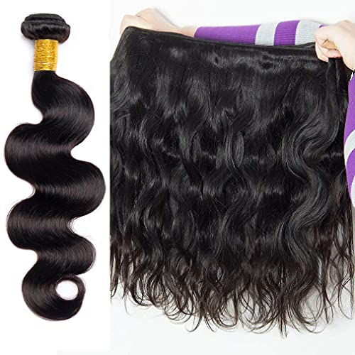 24 Inch Body Wave Bundle Human Hair Ms Sunlight 100% Unprocessed Brazilian Virgin Long Hair 1 Bundle Hair Extensions Natural Black for Black Women
