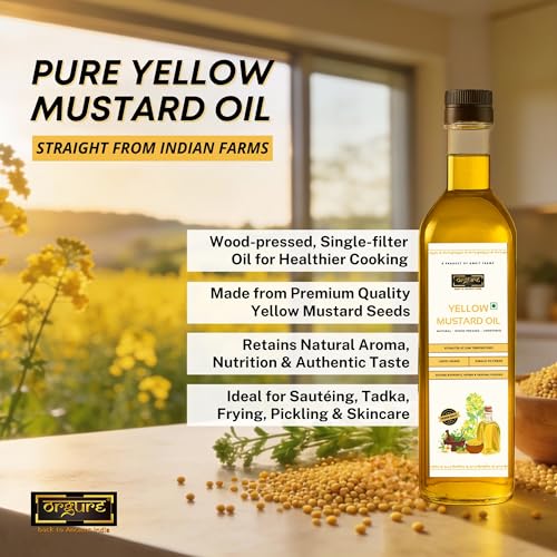 Image of Orgure Wood Pressed Yellow Mustard Oil - Single Origin | Rich Aroma & Bold Flavour | Natural & Cold Extracted | MSME Award Winner | Ideal for Cooking, Pickling & Ayurvedic Use | 5L