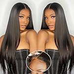 Wear and Go Glueless Wigs Human Hair Pre Plucked Pre Cut 6x4 Straight Lace Front Wigs Human Hair Wigs for Women No Glue Hd Lace Front Closure Ready to Wear Wigs 180% Density 20 Inch Natural Black