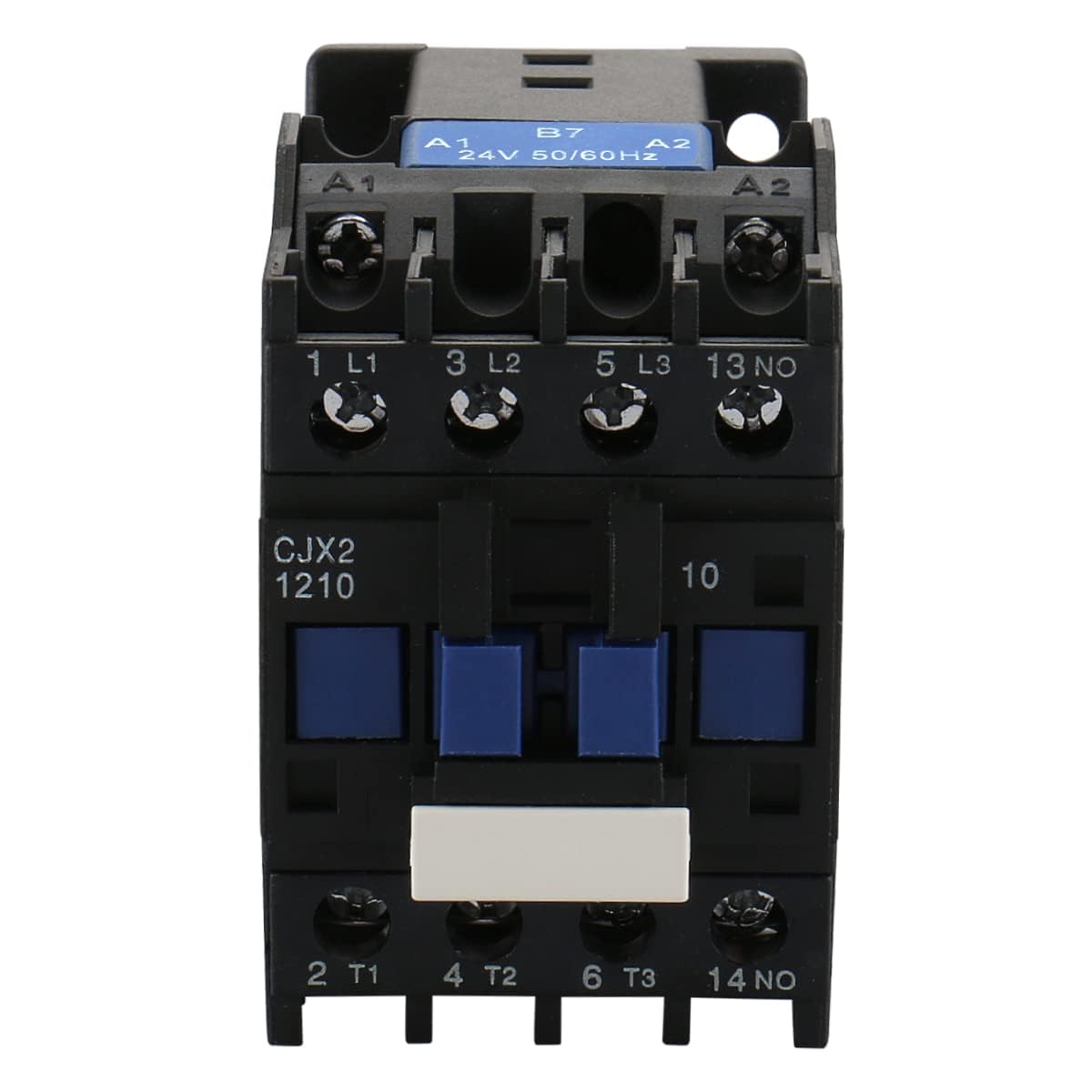 Baomain 3-Pole AC Contactor CJX2-1210 – 24VAC Coil, 3NO+1NO Auxiliary, 660V 3-Phase, DIN Rail Mount,for Motor Starters, Pumps, and Industrial Control