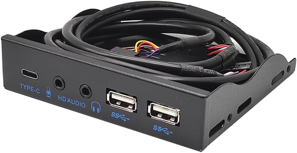 JMT 3.5in USB3.2 Gen2 Floppy Drive Front Panel 10Gbps with Audio Port USB-C Port 19Pin/9Pin Suitable for Type-E Interface 3.5in Floppy Disk Bay (with USB 3.0 19Pin)