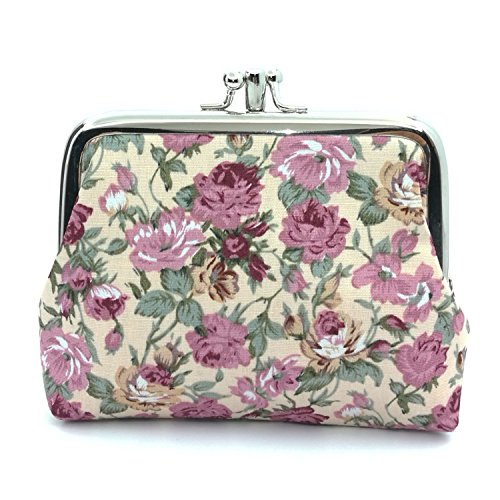 Image of Cute Floral Buckle Coin Purses Vintage Pouch Kiss-lock Change Purse Wallets