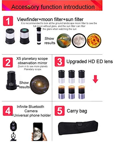 Telescopio refractor para astronomía con trípode ajustable miniatura 4