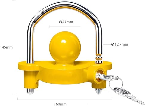 Trailer Hitch Lock for 1-7/8 2-5/16 2 Couplings with 2 Keys, Tow Ball Hitch Lock Adjustable Universal Coupler Lock with 10 Locking Positions for Caravans Trailers