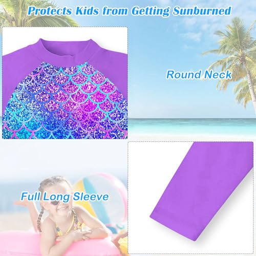Image of TUONROAD Girls 2 Pieces Rash Guard Swimsuit Long Sleeve Tankini for 4-10 Years