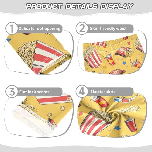 ZZKKO Girls Leggings Popcorn Snack Drink Cup Toddler Girls Clothes Leggings for Girls Toddler Girls Leggings 3-4T3