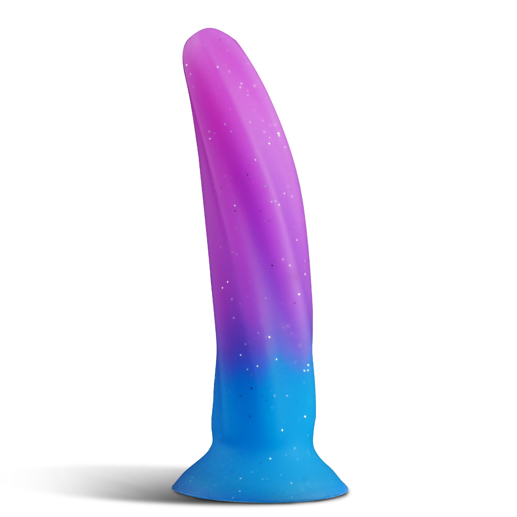 Soft 6-Inch Silicone Dildo with Suction Cup – Slim G-Spot & Prostate Toy for Beginners, Small Fantasy Anal & Butt Plug for Men and Women, Purple Blue Purple Blue S
