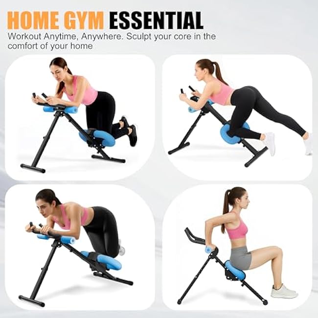 Abdominal Trainers - Adjustable Ab Trainer Machine, Foldable Abdominal Workout Equipment with Knee Protection - Home Gym Core Strength Trainer for Men & Women