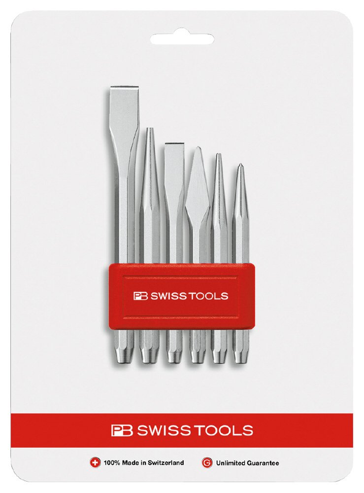 PB Swiss Tools Flach-, Kreuzmeissel Körner Durschlag Werkzeug Set, 850.B CN