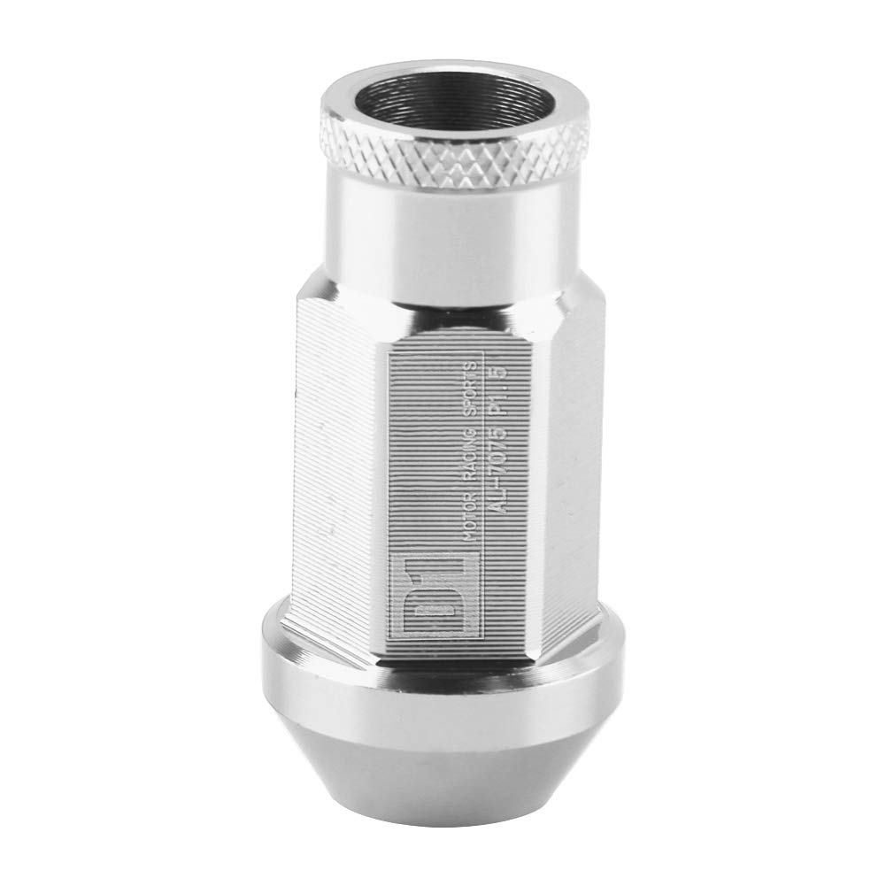 Tornillo para Neumático de Coche Rueda de Carreras Tuerca de Aluminio M12X1.5 Tornillo para Neumático de Coche Tuerca de Rueda Tuerca de Rueda de Carreras para el Hogar(Plata)