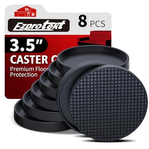 Image of Ezprotekt Non Slip Furniture Pads, 8 Pcs 3.5 inch Anti Skid Rubber Furniture Caster Cups, Anti-Slip Furniture Coasters for Hardwood Floors, Anti Slide Floor Protectors for Bed Couch Stoppers (Black)