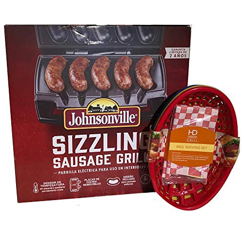 Johnsonville Sizzling Sausage Grill Bundle with 6 piece BBQ Serving Set