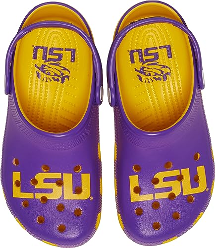 Image of Crocs Unisex-Adult Classic Collegiate Clogs, LSU, 6 Men /8 Women
