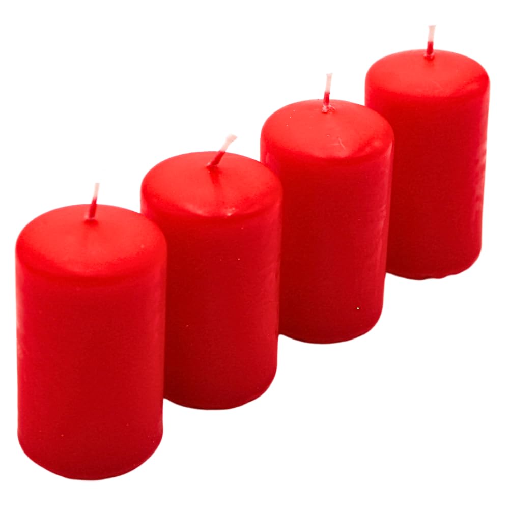 Lot De 4 Bougies Piliers Blanc Crème - 15 Cm X 7 Cm - Cire Paraffine - 55h De Combustion - Pour Couronne De L'Avent, Lanternes, Décoration