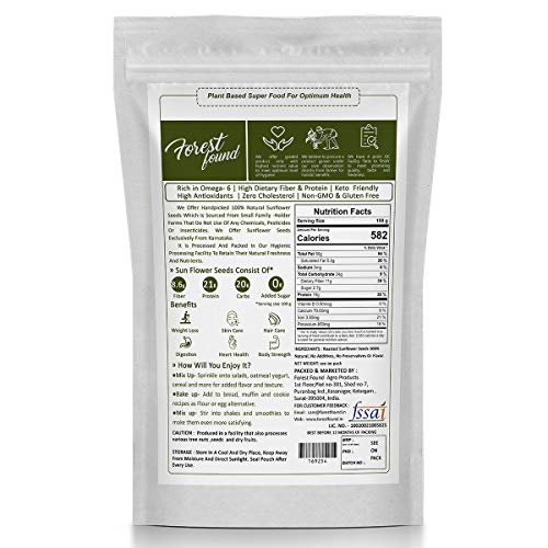 Image of Forest Found Sunflower Seeds - Roasted Sunflower Seeds for Eating | Diet Food | Rich In Omega-6, High in Fibre | Weight management | Source of Antioxidants | Surajmukhi Seeds Gluten Free (250 gram)