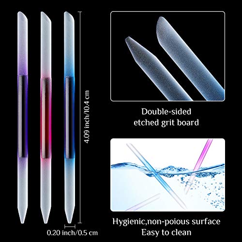 6 Pieces Glass Cuticle Pusher Glass Cuticle Stick Set Double Sided Crystal Glass Nail Files Manicure Pedicure Precision Filing Cuticle Remover (Pink, Blue, Purple) #TOP1