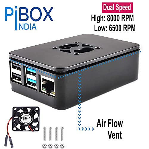 PiBOX India Raspberry Pi 4 Case with Fan Dual Speed 2GB, 4GB, 8GB Black, with air Vents, with High and Low Speed Option Fan Modular Design, Pi 4B,... - Image 5