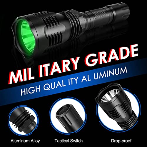 Windfire Waterproof 350 Lumens 250 Yards Green Led Coyote Hog Fox Predator Varmint Hunting Flashlight With Red Light Led Bulb Module Pressure Switch & Barrel Mount #TOP4