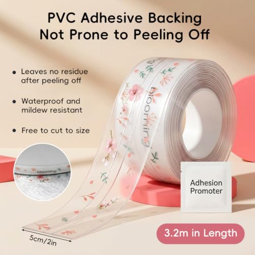 Image of HASTHIP 3.2M x5.0CM PVC Trim Tape - Self Adhesive Waterproof Tape for Kitchen Sink Corner Line Sticking Strip Washable Adhesive Caulk Tapes Self Waterproof Repair Tapes for Bathroom Kitchen Sink