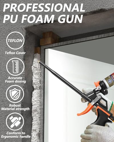 Sonpen PU Schaumpistole, Bauschaumpistole mit Teflonbeschichtete, Schaumpistole Bauschaum Brunnenschaum - Kein Verstopfen Leichte Reinigung, Bauschaum Gun für Haus Zum Abdichten Füllen