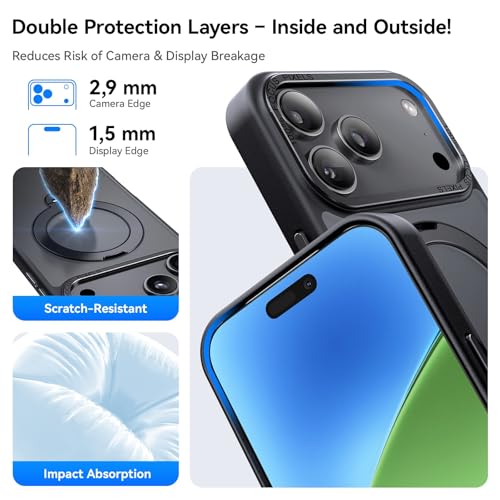 Image of 360 Spin Magnetic Stand for iPhone 17 Pro Max Case, Fit for MagSafe, Mil-STD Protective Case for iPhone 17 Pro Max Phone Case with Kickstand Rotatable 6.9 inch, Black