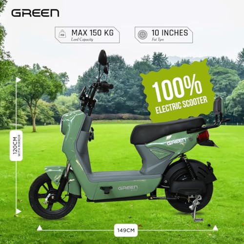 Image of Green Sunny Low Speed Electric Scooter Non RTO 40KM Range with Portable Charger (Green, 40 Km)