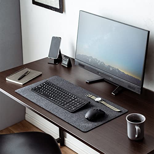 【2個セット】サンワダイレクト デスクマット フェルト 60×30cm 傷・スレ防止 マウスの操作音軽減 おしゃれ ブラック 200-MPD031BK