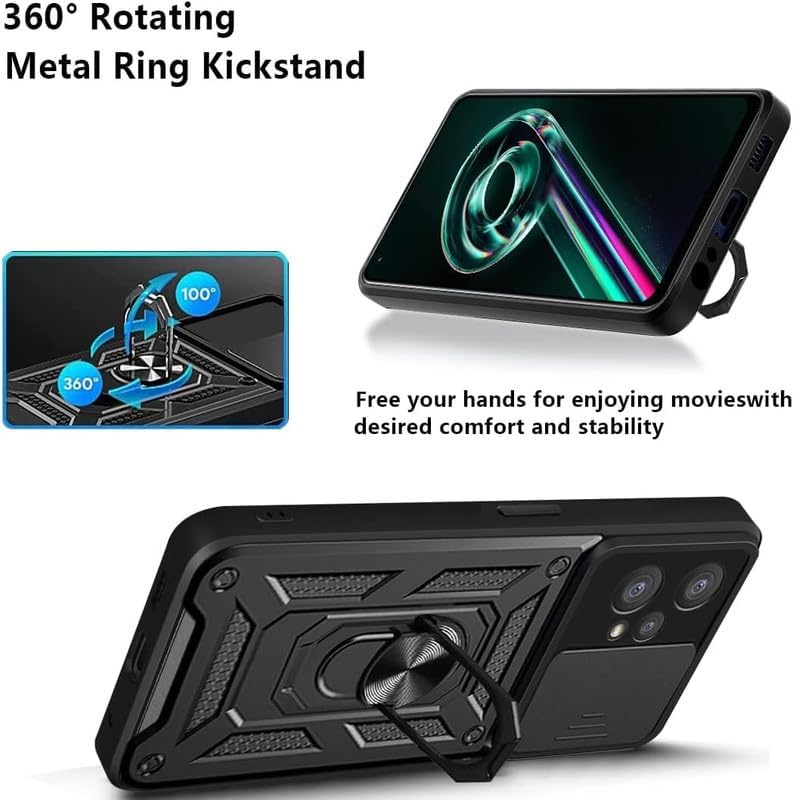 Image of Luxe Back Cover for OnePlus Nord CE 2 Lite 5G | D10 Tough Armor | Sliding Camera Shield | 360 Protection | Kickstand Ring Holder | Military-Grade Shockproof Bumper