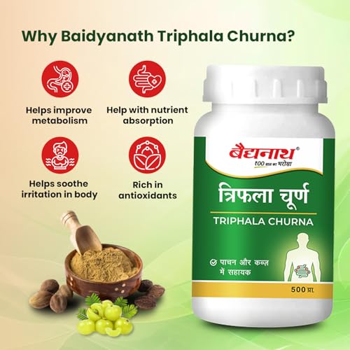 Image of Baidyanath Ayurved Triphala Churna 500g | Supports Healthy Digestive Tract, Helpful in Bowel Wellness, Acidity & Gas Relief