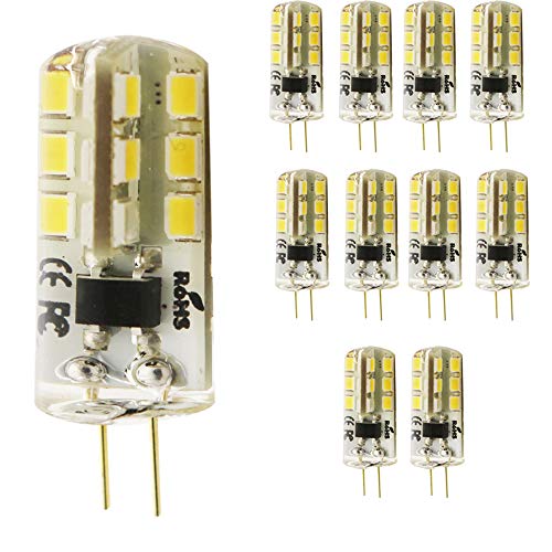 mengjay®, 10 bombillas LED G4, 4 SMD 2835, 3 W CA, 220 V, 2 ángulo de haz de 360°, blanco cálido 3000 K