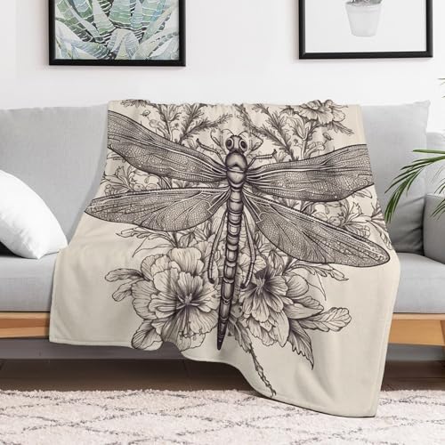 Couverture flanelle fleur libellule plaid canapé lit 150x200 - 7