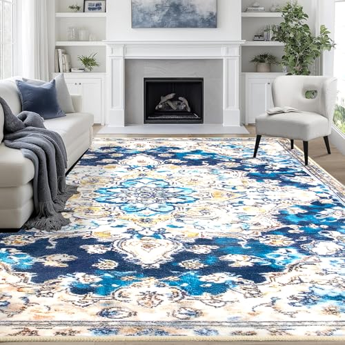 Tapis bohème vintage bleu marine 160 x 230 cm aux finitions soignées - 2