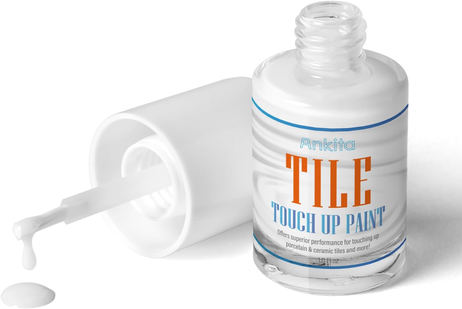 Tile Paint, High-Gloss White Ceramic Tile Paint Kit Bathroom Wall for Chips, Scratches, Cracks and Spots on Enamel, Acrylic, Porcelain, Tiles in Kitchen and Bathroom