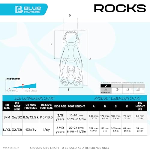 Cressi Kids Snorkeling Set- Short Adjustable Fins, Silicone Mask, and Dry Snorkel- Tinetto Rocks Dry Set- Designed in Italy miniatura 4