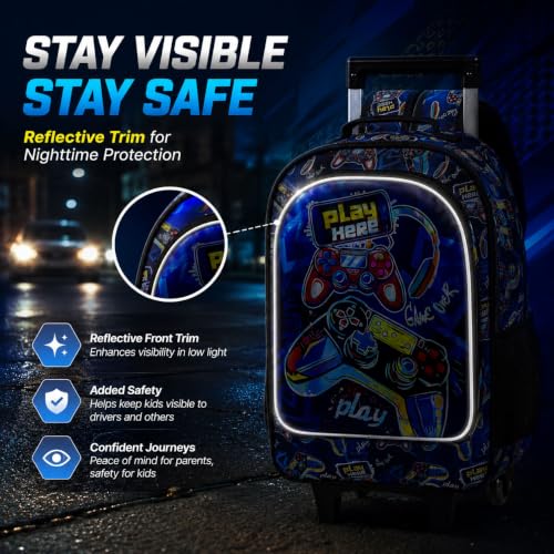 Image of CCJPX Rolling Backpack for Boys, Kids Roller School Bag with Wheels Toddler Wheeled Bookbag Elementary