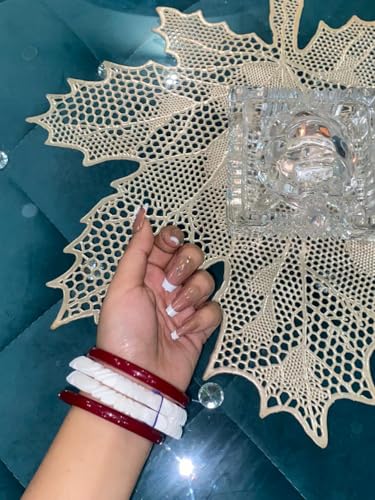 Image of HAPPYCRAFT Original Shakha Pola Bangles - (Pack of 4) | Bengali Traditional Red and White Acrylic Bangles Set for Married Women | Jewellery for Puja Wedding Bridal Ethnic Wear | Comfortable