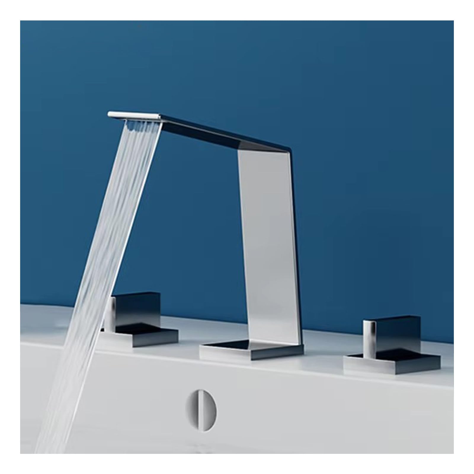 Robinet de lavabo cascade à double commande chaude et froide pour vasque - 7