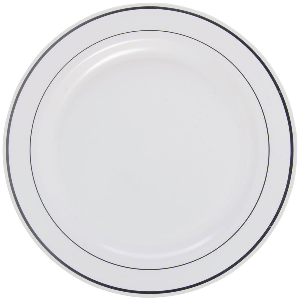 First Impressions Disposable White Plastic Plate - 9" Dia by Sabert – Medium, Plastic, White, Model 9IMP144S