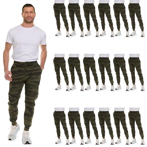 BILLIONHATS 18 Pack of Wholesale Mens Jogger Sweatpants, Homeless Shelter Donation Case, Comfy Bulk Joggers for Men