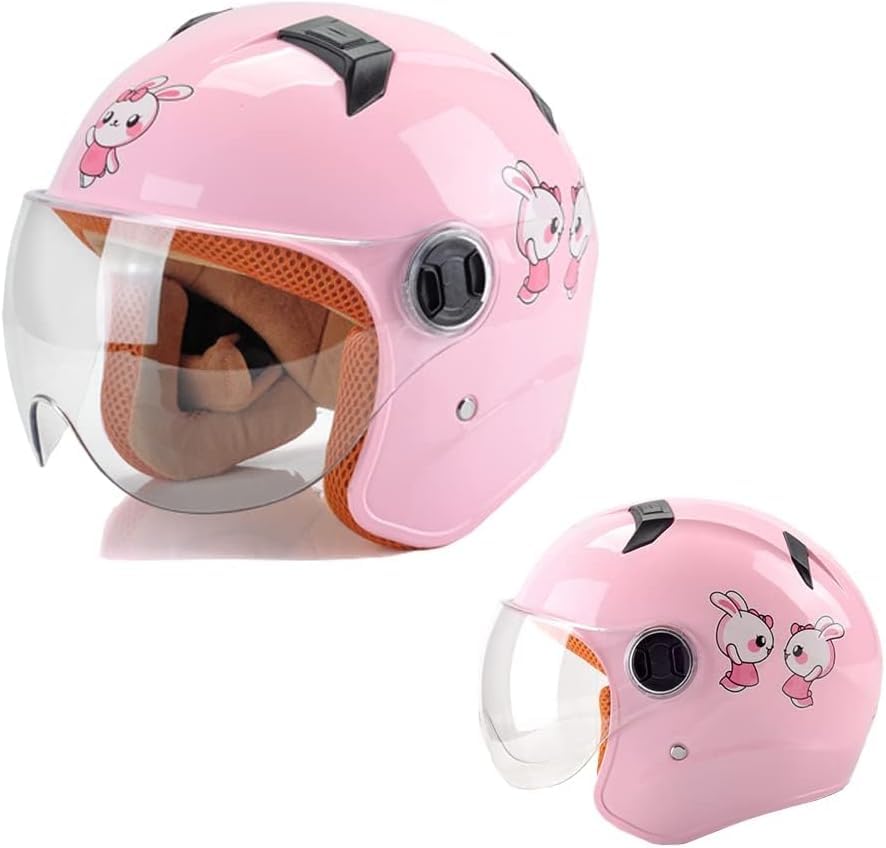Kinder Motorradhelm Jungen und Mädchen Rollerhelm Mofa Helm jethelm mit Sonnenblende Fahrradhelm 48-56cm für 5 Jahre - 12 Jahre Kid