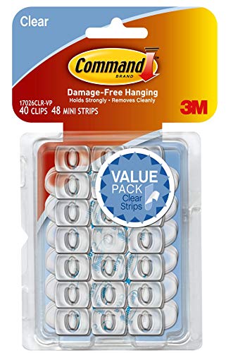 Command Strips 17026clr-40es Mini Clear Decorating Clips 40 Count With Command Adhesive Strips