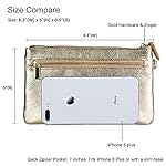 befen Women's Genuine Italian Leather Wristlet Clutch Wallet Purse, Gold Zipper - Image 3