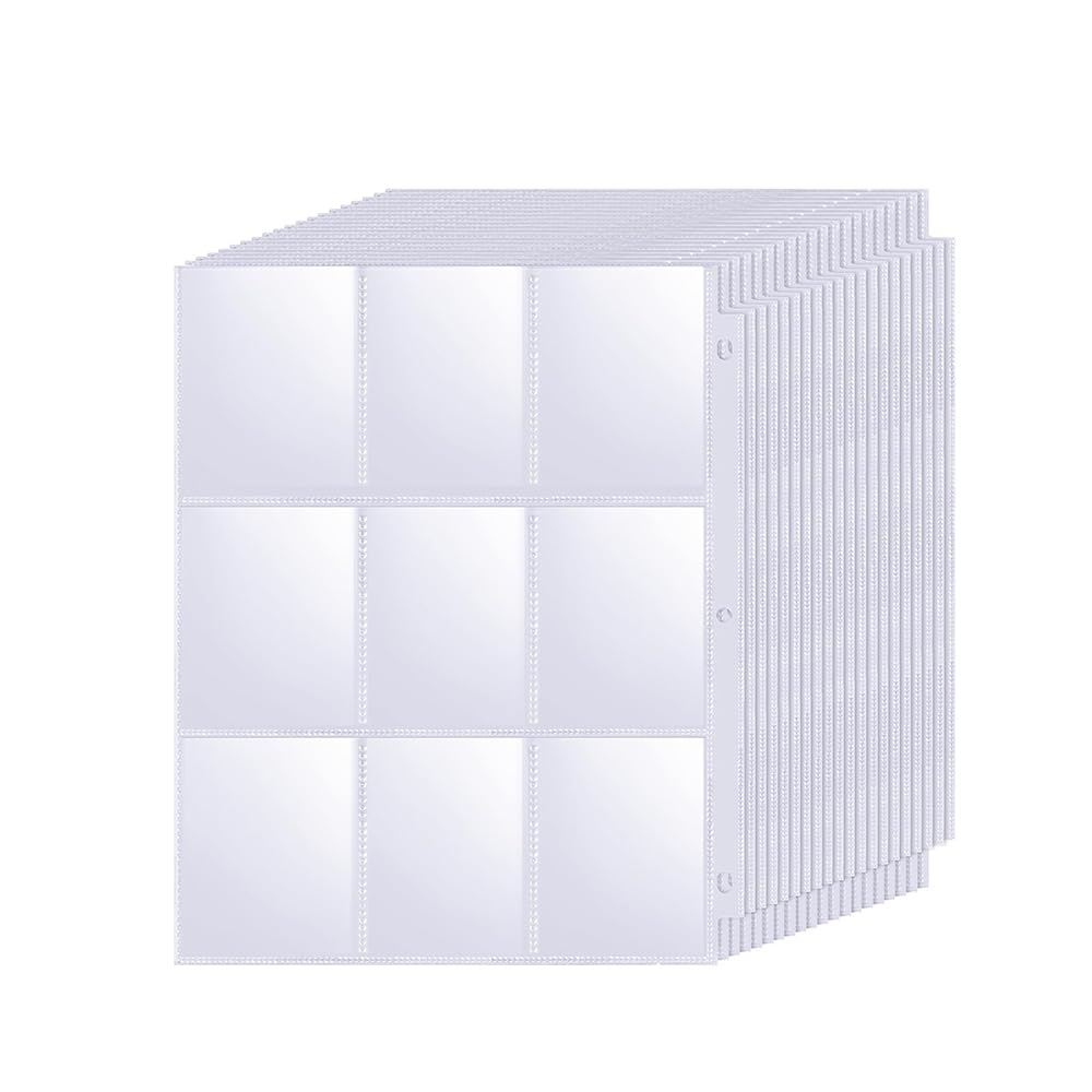 9 Pocket Page Protector - 15 Sheets/270 Pockets Trading Card Sleeves,for 3 Ring Binder,Double Sided Trading Card Covers - Photo Sheet Protectors - Game Card Sleeves,Transparent Card Sheets Protector