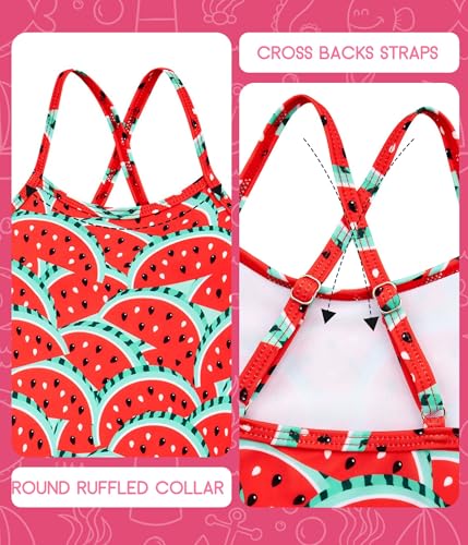 Image of Girls Swimsuit One-piece Bikini Set Two Sets Matching Bathing Suits 2-6T Adjustable Strap Summer Beach