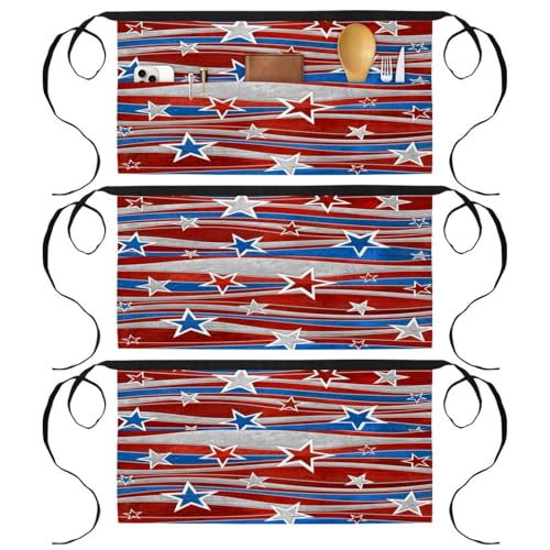 Lot de 3 tabliers courts de chef demi-tablier pour cuisine pâtisserie restaurant et nettoyage