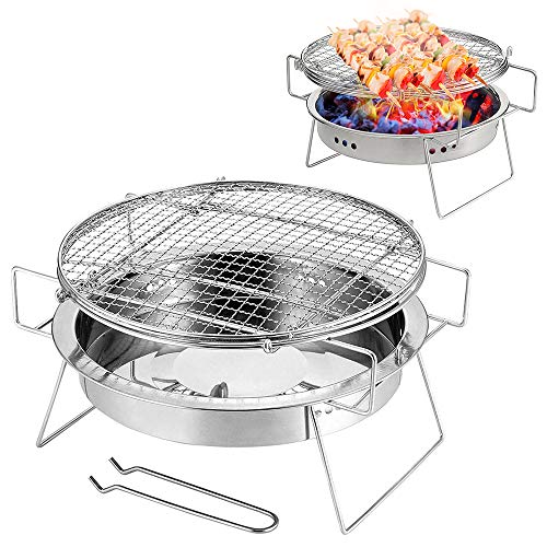 Edelstahlgrill im Freien Tragbarer Grill Grill Klappbarer Grill Grill Mini-Holzkohlegrill Camping-Picknick-Werkzeug im Freien für den