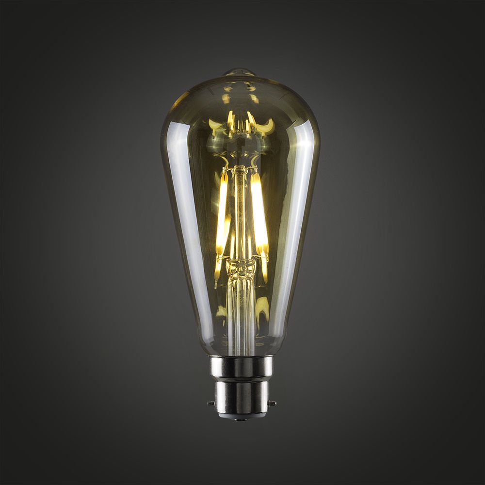 Bombillas de filamento industrial vintage con bombillas LED, jaula de ardilla Edison A+, 4w Bc B22 Amber Pear, 5