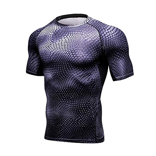 Ajcoflt Homens Esportes T-Shirt 3D Impressão O Pescoço de Manga Curta Quick Dry Strechy Bodycon Em E