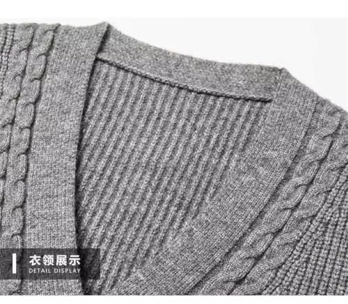 Men's Cardigan Sweater V-Neck Solid Single Breasted Korean Casual Slim Long Sleeve Cardigans3